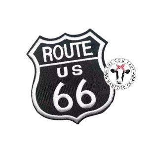 Route 66 Drive Cars Vintage Historic Embroidery Black White Iron-On Patch NEW